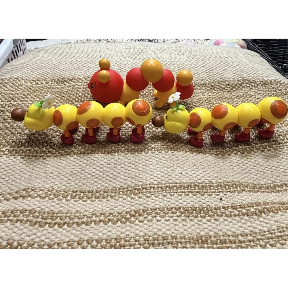 A Lot Of Three Super Nintendo Mario Wiggler Caterpillar Figures Collectible Toys